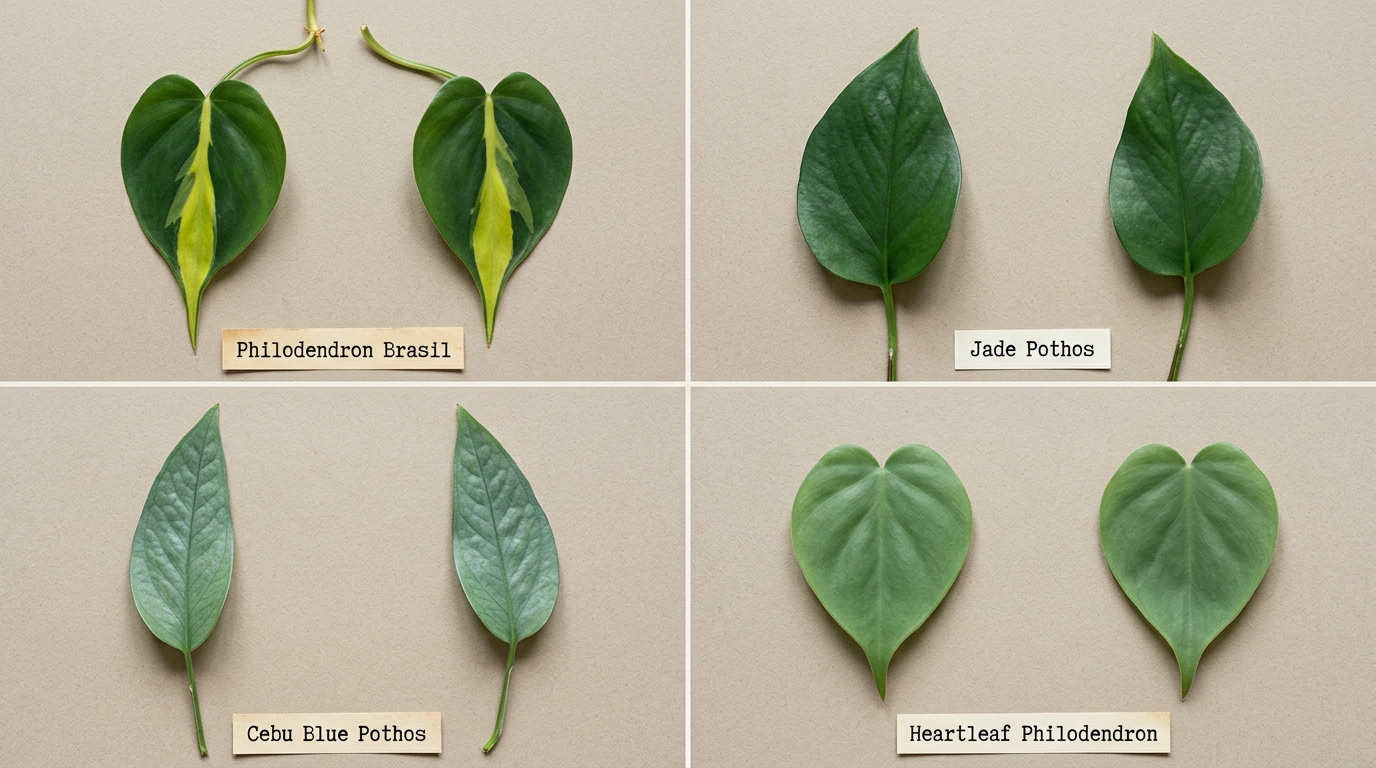 Pothos vs Philodendron Four-Quadrant Comparison